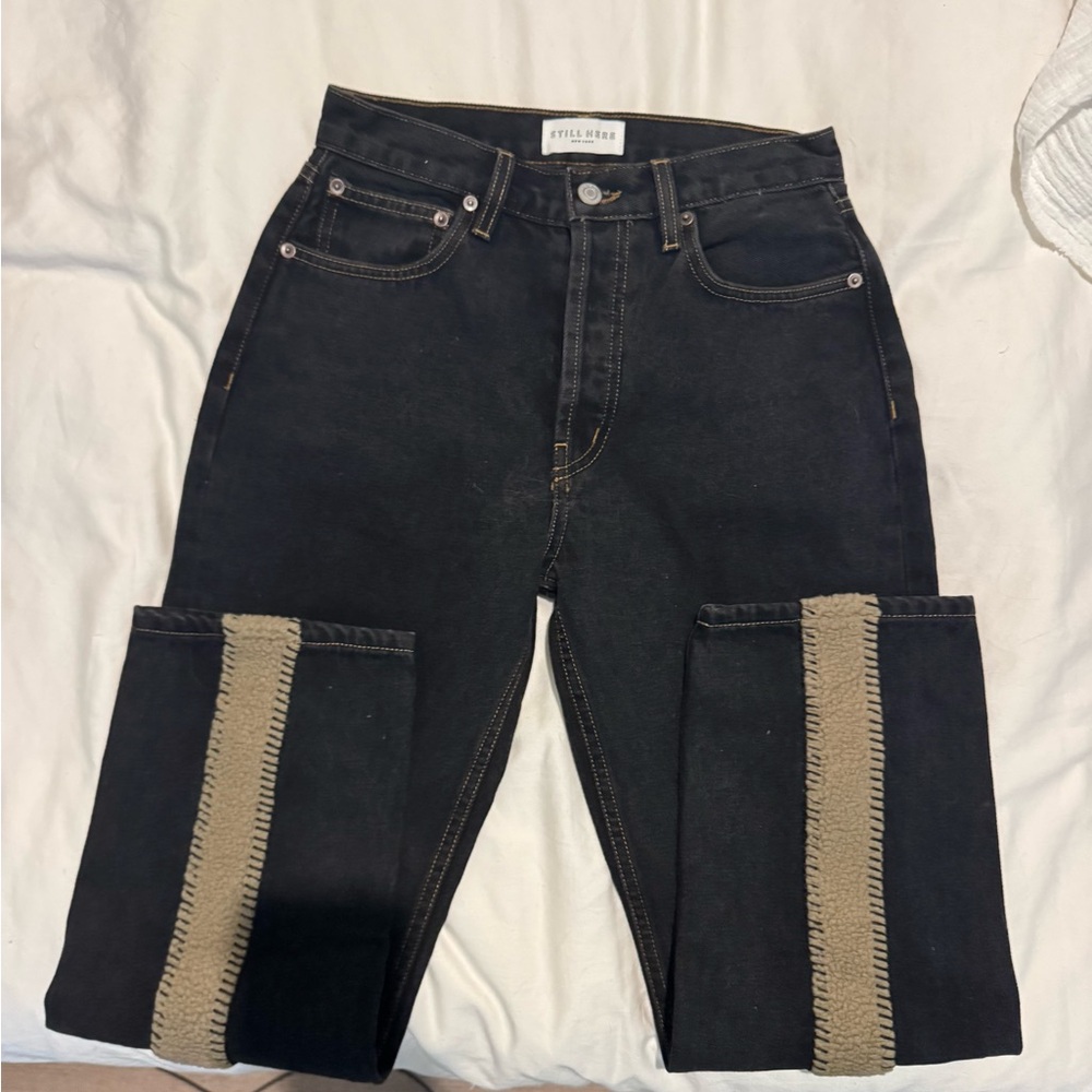 STILL HERE Black Straight Leg Jeans